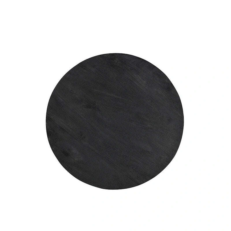 Timbergirl Tavolino da caffè in legno di mango nero con base a tamburo color oro - 32