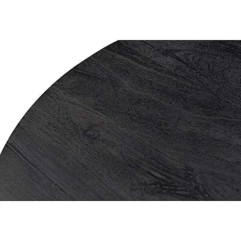 Timbergirl Tavolino da caffè in legno di mango nero con base a tamburo color oro - 32