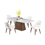 Set da pranzo Somette Kenny Modern in pietra sinterizzata effetto marmo