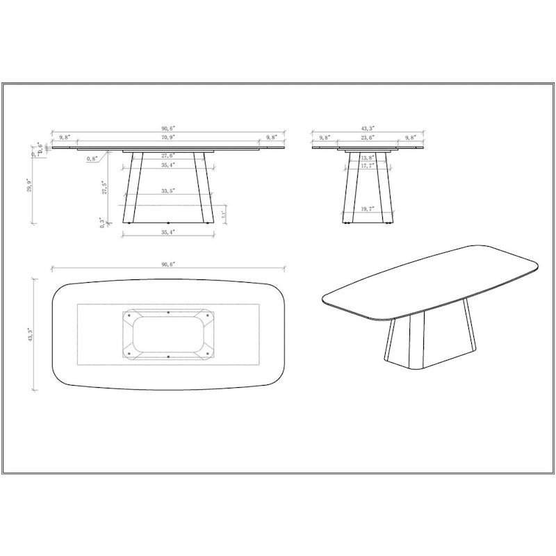 Set da pranzo Somette Kenny Modern in pietra sinterizzata effetto marmo