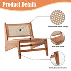 Sedie in Rattan, Sedia a Sdraio Moderna di Metà Secolo senza Braccioli, Sedia da Soggiorno, Sedia Boho con Struttura in Legno