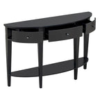 Consolle moderna curva, con 3 cassetti e 1 ripiano, nera