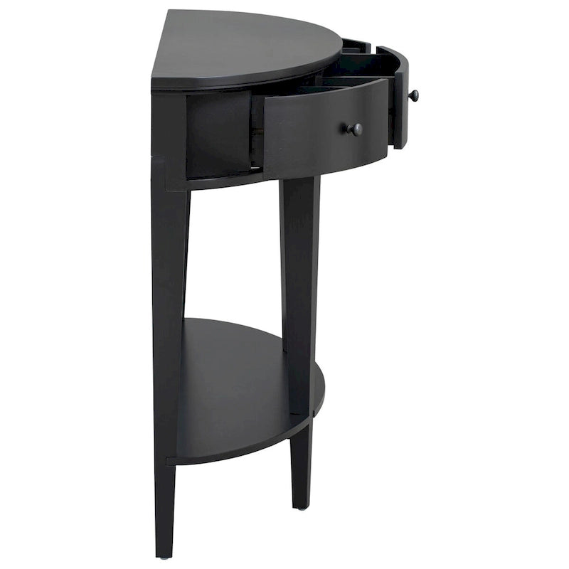 Consolle moderna curva, con 3 cassetti e 1 ripiano, nera