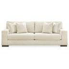 Divano a 3 posti in poliestere beige con 4 cuscini decorativi, 244 cm