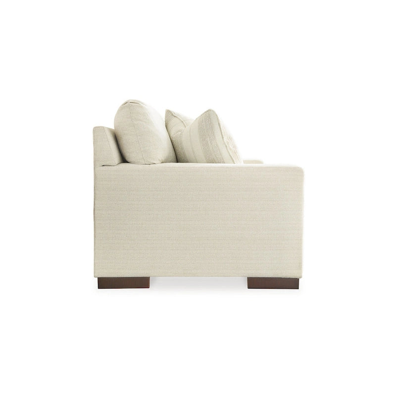 Divano a 3 posti in poliestere beige con 4 cuscini decorativi, 244 cm
