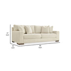 Divano a 3 posti in poliestere beige con 4 cuscini decorativi, 244 cm