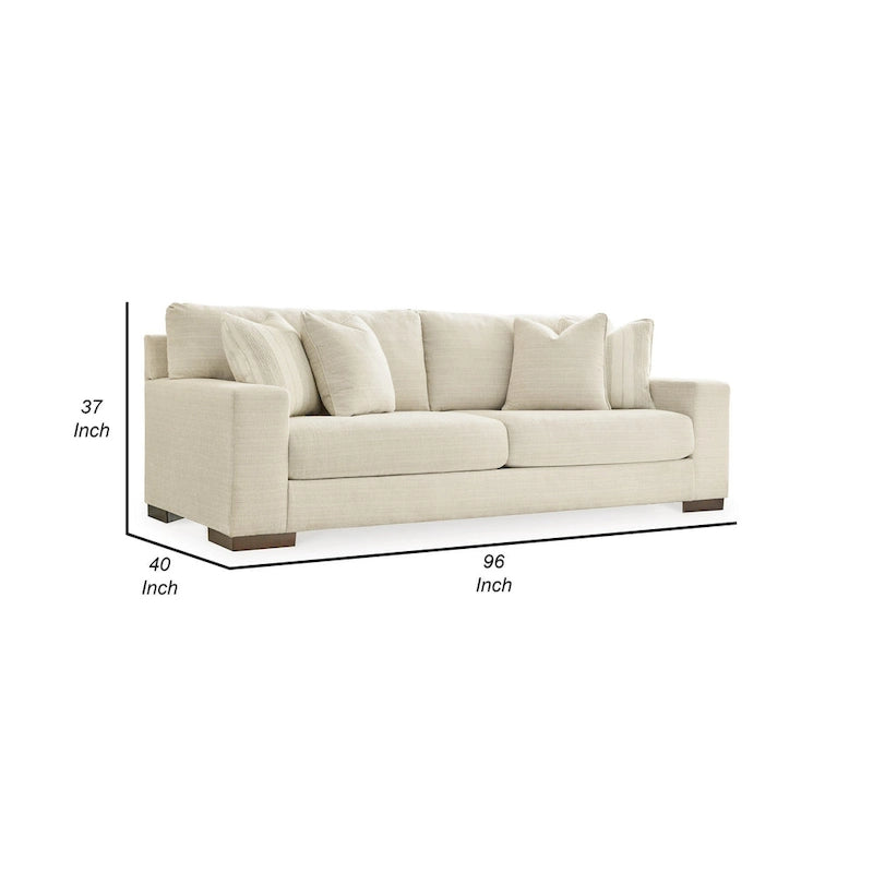 Divano a 3 posti in poliestere beige con 4 cuscini decorativi, 244 cm
