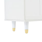 Elegante mobile multimediale con maniglie dorate e ante in vetro scanalato ad arco