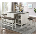Tavolo da pranzo a misura bancone Hanto Transitional in legno bianco sporco a 4 pezzi con contenitore di Furniture of America