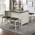 Tavolo da pranzo a misura bancone Hanto Transitional in legno bianco sporco a 4 pezzi con contenitore di Furniture of America