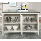 Tavolo da pranzo a misura bancone Hanto Transitional in legno bianco sporco a 4 pezzi con contenitore di Furniture of America