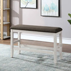 Tavolo da pranzo a misura bancone Hanto Transitional in legno bianco sporco a 4 pezzi con contenitore di Furniture of America