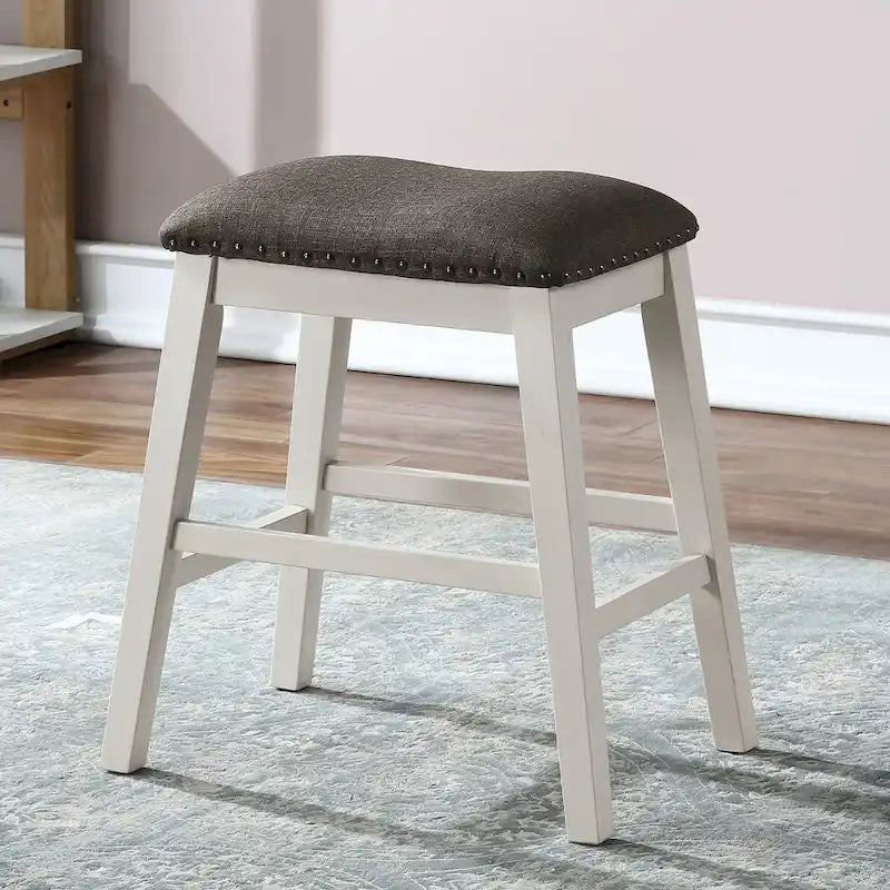 Tavolo da pranzo a misura bancone Hanto Transitional in legno bianco sporco a 4 pezzi con contenitore di Furniture of America