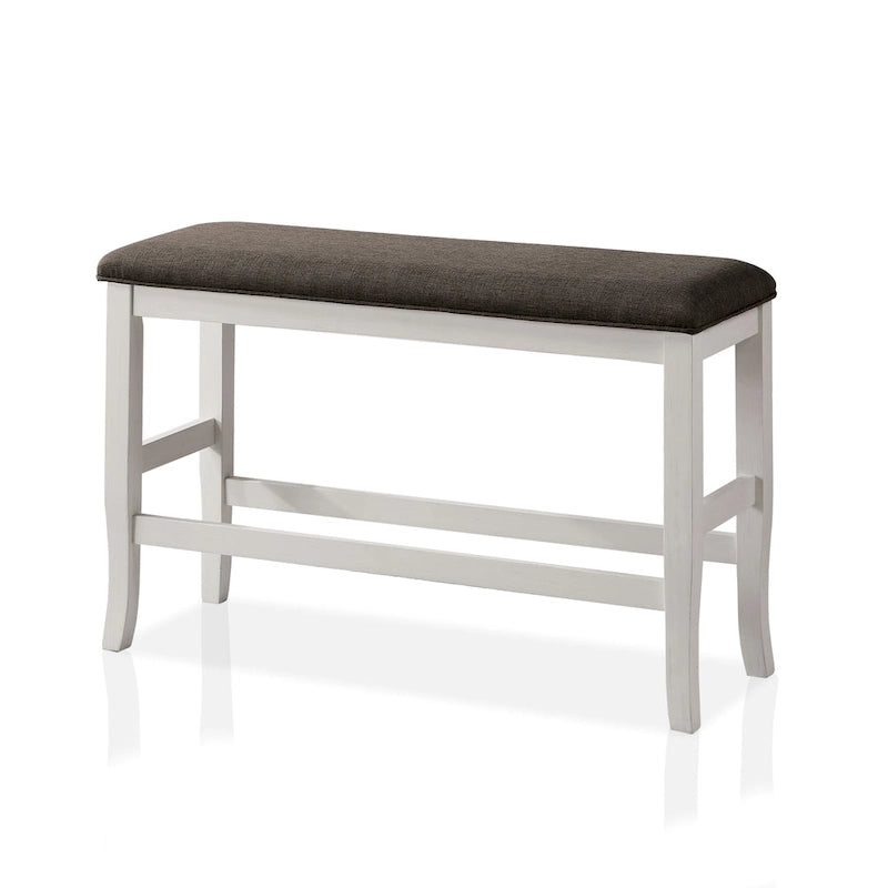 Tavolo da pranzo a misura bancone Hanto Transitional in legno bianco sporco a 4 pezzi con contenitore di Furniture of America