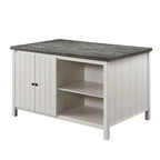 Tavolo da pranzo a misura bancone Hanto Transitional in legno bianco sporco a 4 pezzi con contenitore di Furniture of America