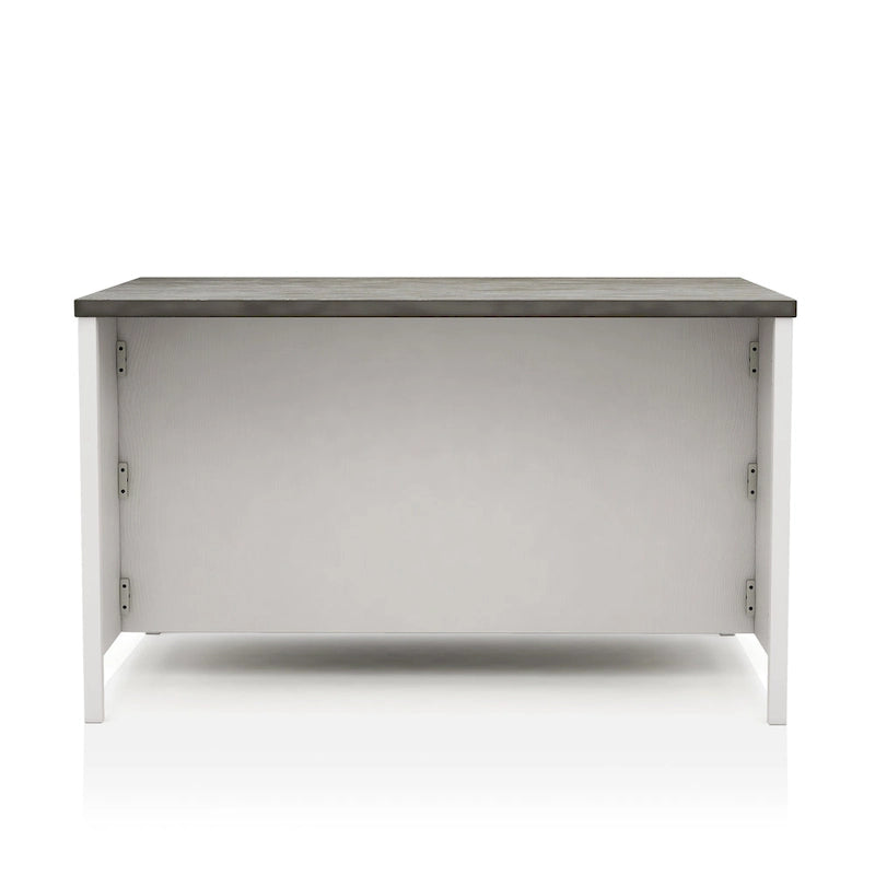 Tavolo da pranzo a misura bancone Hanto Transitional in legno bianco sporco a 4 pezzi con contenitore di Furniture of America