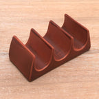 Porta Taco in Ceramica Marrone Smaltata, 3 Scomparti