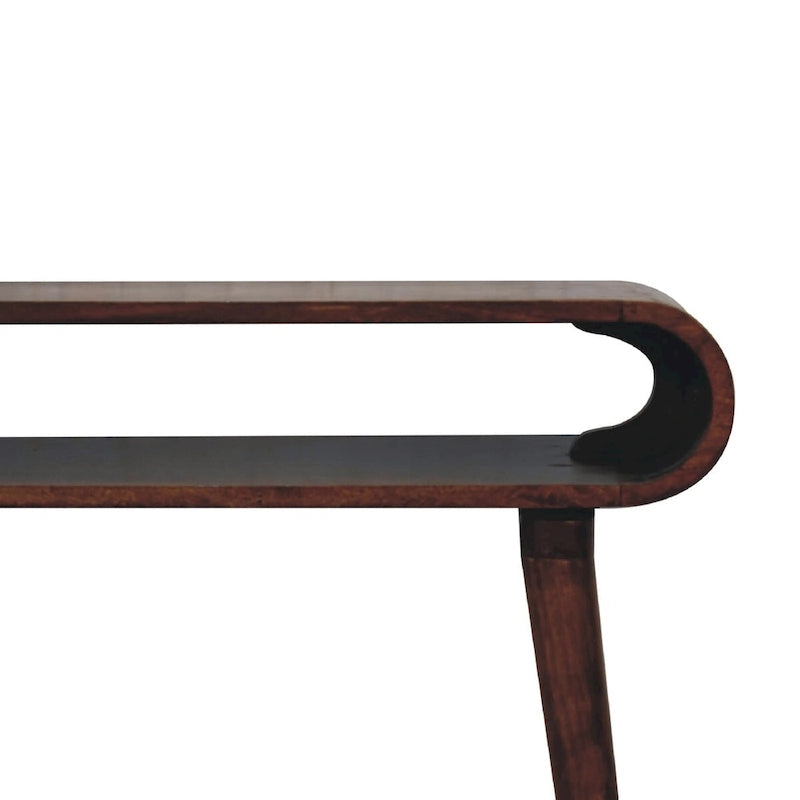 Consolle nordica in legno massello di mango color castagno